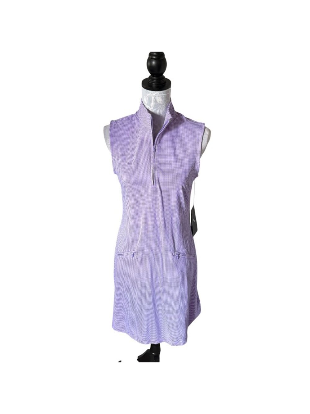 IBKUL Lavender Gingham Dress Athletic Golf NWT Small